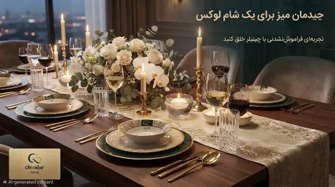 چیدمان میز شام لوکس | اصول حرفه‌ای میزبانی با سرویس چینی