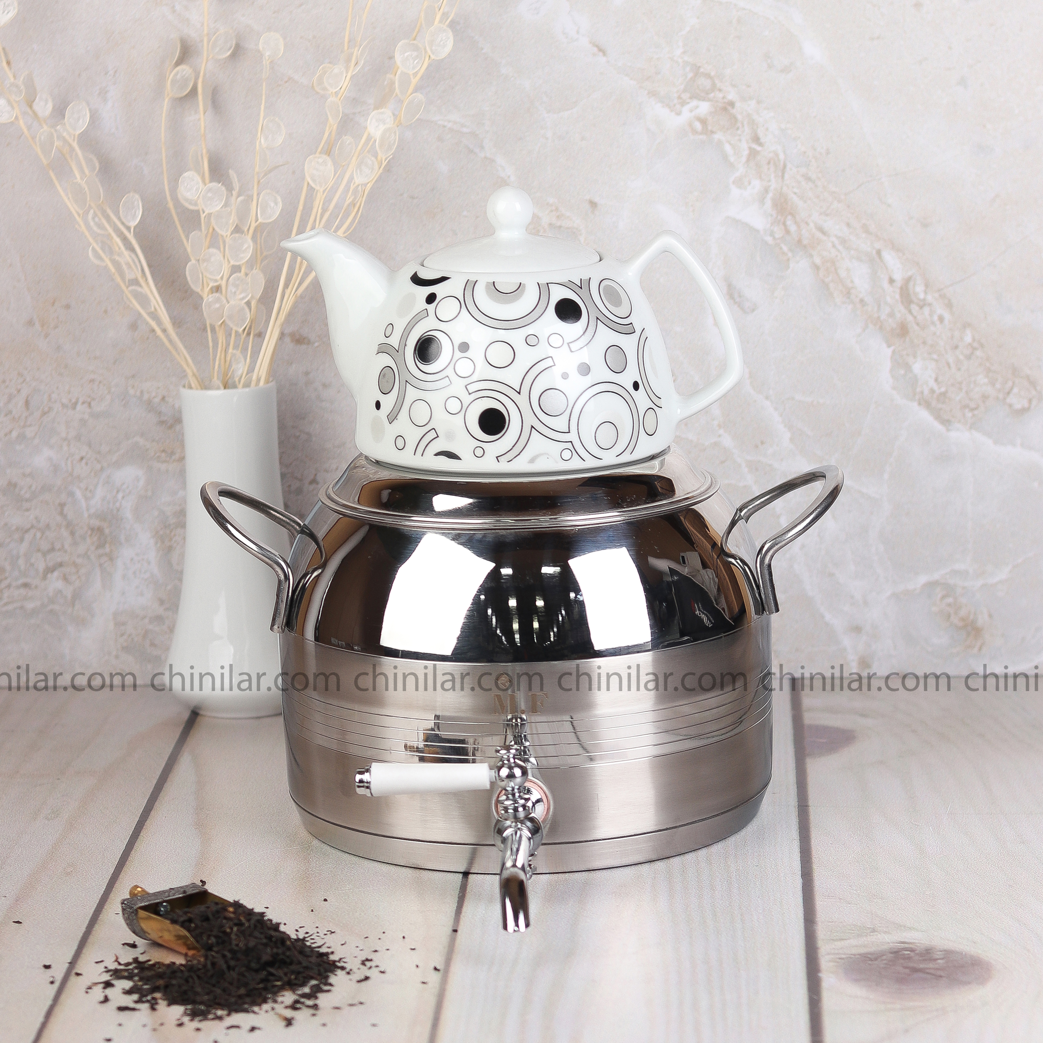 کتری و قوری استیل طرح ترک M.F