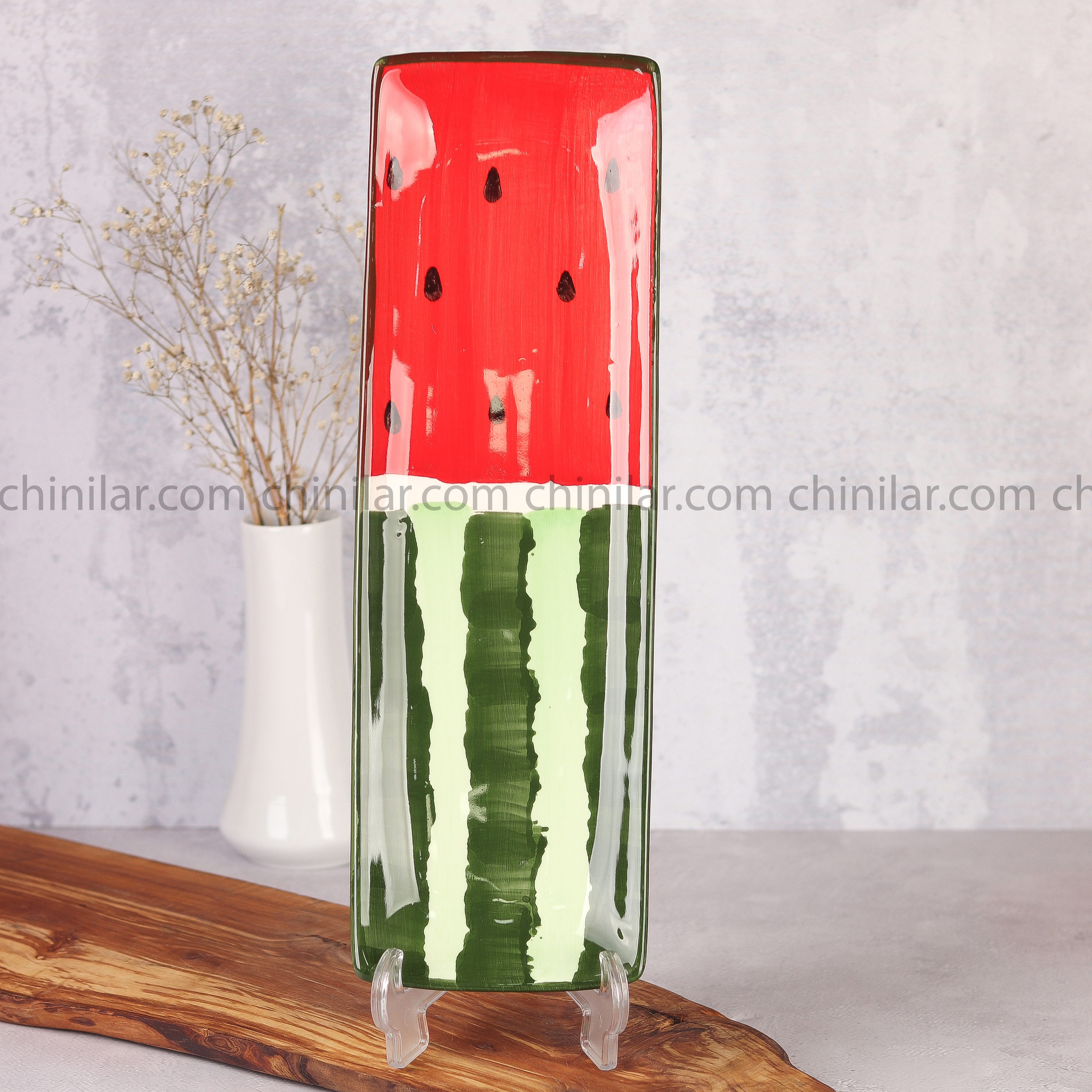 رولت خوری مستطیل سرامیکی طرح هندوانه یلدایی