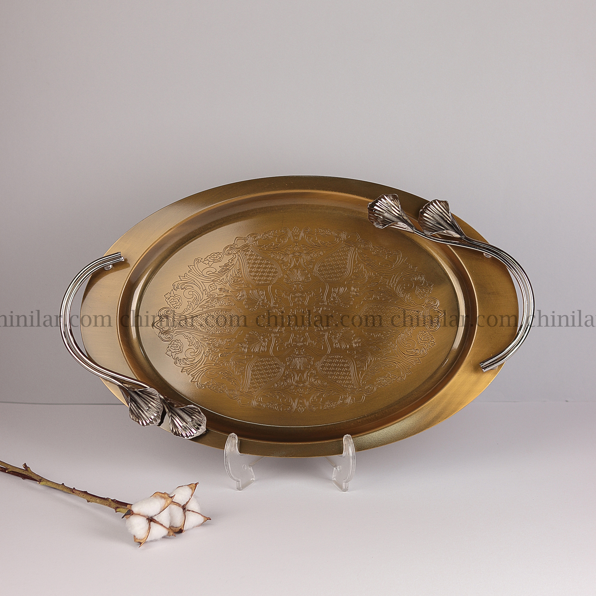 سینی لیلیوم بیضی بنسای رنگ زیتونی