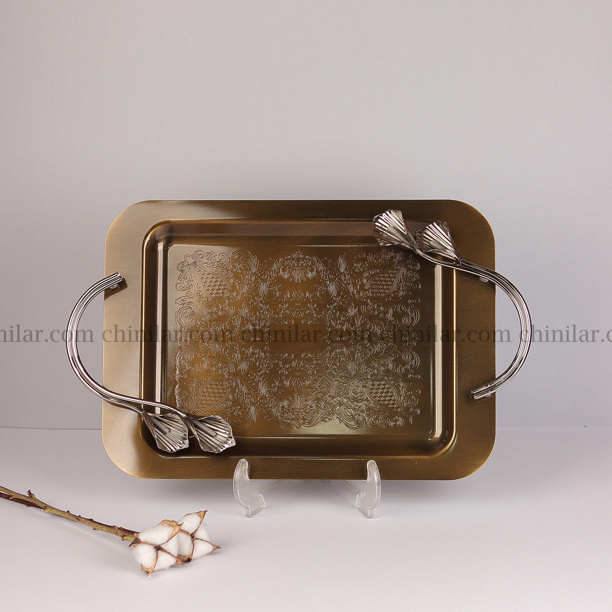 سینی لیلیوم مستطیل سایز کوچک بنسای رنگ زیتونی