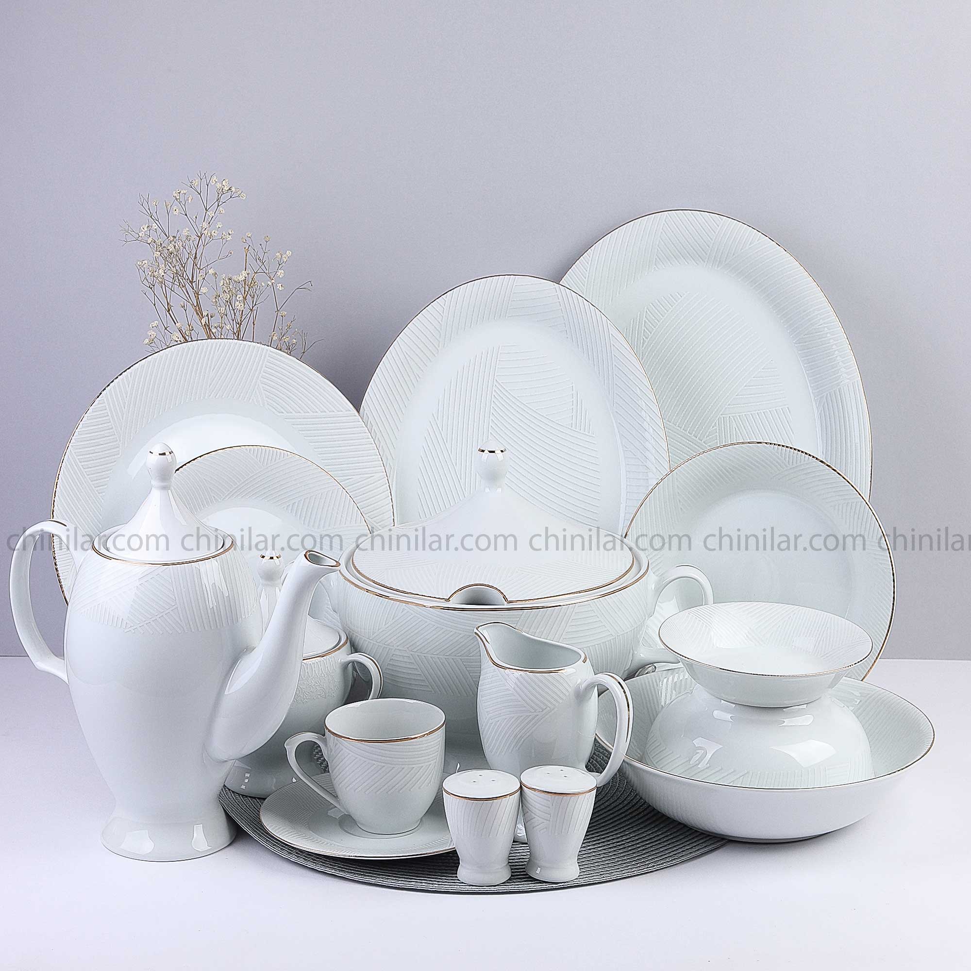 سرویس 12 نفره 60 پارچه طوس چینی طرح میلان