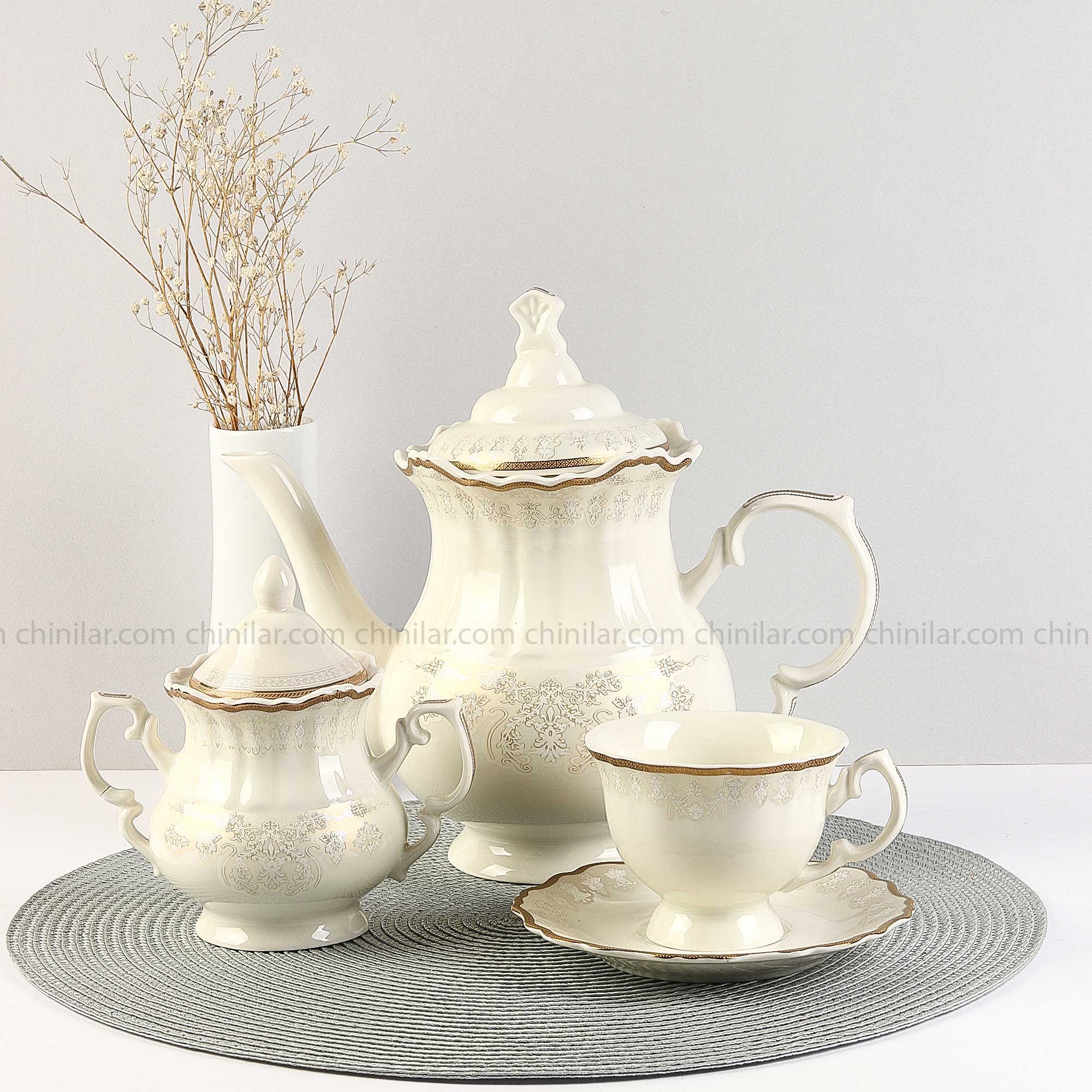 سرویس چای خوری 16 پارچه چینی استخوانی ورت وول طرح مینل