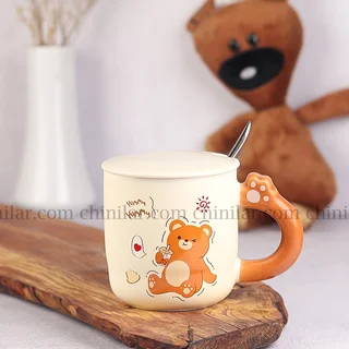ماگ درب دار تدی همراه قاشق کد 4612